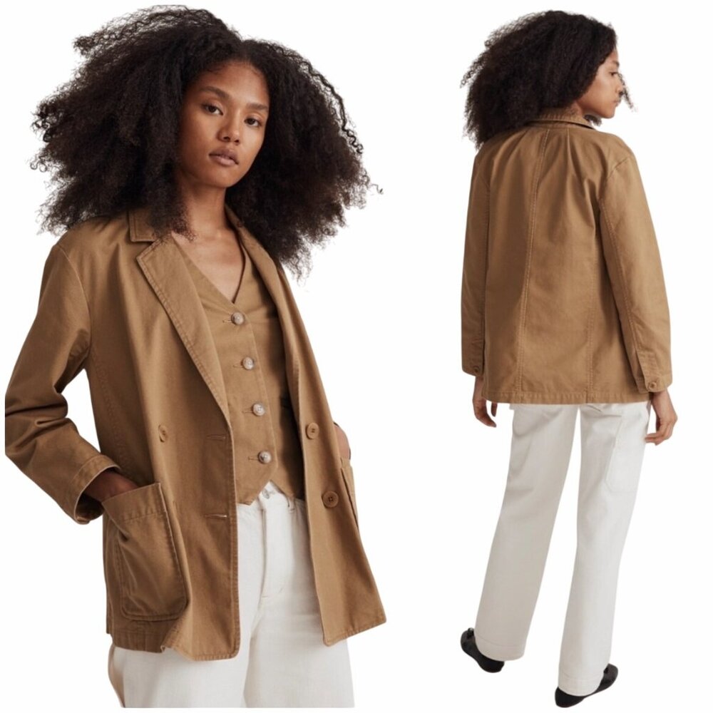 NWT Madewell Womens Crossover Blazer Sz XS In Regenerative Chino Dark Khaki